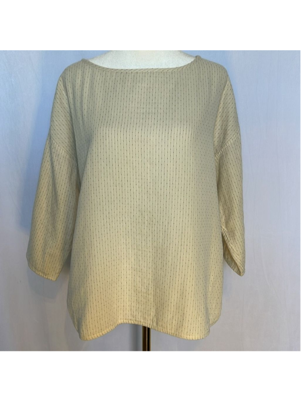 Eileen Fisher Organic Cotton Reversible Tunic Crew Neck Size M Polka Dot Stripe